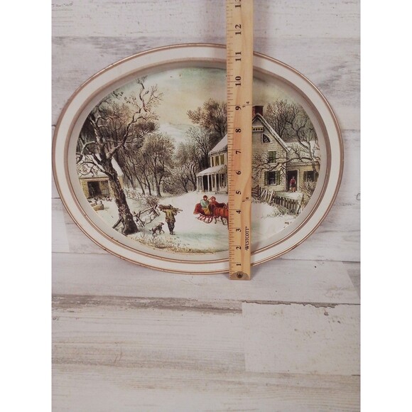American Homestead Winter 10 Serving Tray By Currier And Ives - Picture 13 of 16